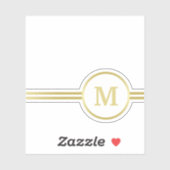 Elegant goud Gepersonaliseerd monogram op zwart Sticker (Vel)
