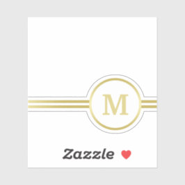 Elegant goud Gepersonaliseerd monogram op zwart Sticker