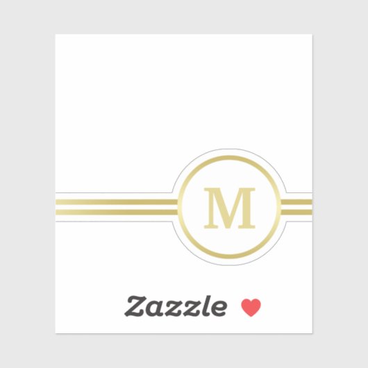 Elegant goud Gepersonaliseerd monogram op zwart Sticker (Vel)