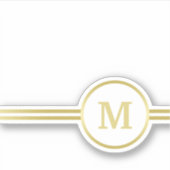 Elegant goud Gepersonaliseerd monogram op zwart Sticker (Voorkant)