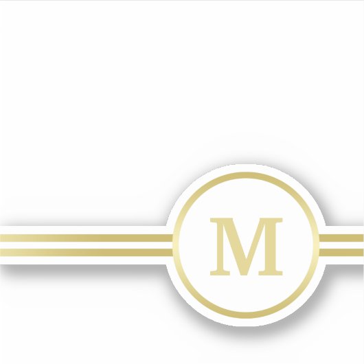 Elegant goud Gepersonaliseerd monogram op zwart Sticker (Voorkant)