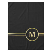 Elegant goud Gepersonaliseerd monogram op zwart Tafelkleed (Voorkant)
