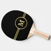 Elegant goud Gepersonaliseerd monogram op zwart Tafeltennisbatje (Zijkant)