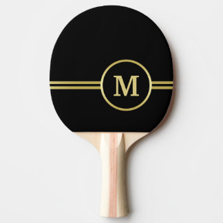Elegant goud Gepersonaliseerd monogram op zwart Tafeltennisbatje