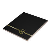 Elegant goud Gepersonaliseerd monogram op zwart Tegeltje (Zijkant)
