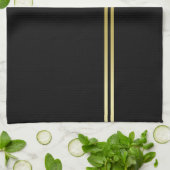Elegant goud Gepersonaliseerd monogram op zwart Theedoek (Gevouwen)