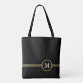 Elegant goud Gepersonaliseerd monogram op zwart Tote Bag (Achterkant)