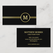 Elegant goud Gepersonaliseerd monogram op zwart Visitekaartje (Voorkant / Achterkant)