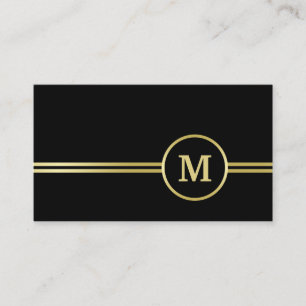Elegant goud Gepersonaliseerd monogram op zwart Visitekaartje