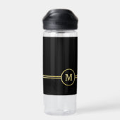 Elegant goud Gepersonaliseerd monogram op zwart Waterfles (Achterkant)