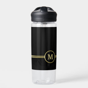 Elegant goud Gepersonaliseerd monogram op zwart Waterfles