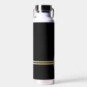 Elegant goud Gepersonaliseerd monogram op zwart Waterfles (Voorkant)