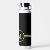 Elegant goud Gepersonaliseerd monogram op zwart Waterfles (Achterkant)
