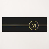 Elegant goud Gepersonaliseerd monogram op zwart Yogamat (Voorkant (horizontaal))