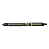 Elegant goud Gepersonaliseerd monogram op zwart Zwarte Inkt Pen (Voorkant)