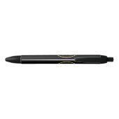 Elegant goud Gepersonaliseerd monogram op zwart Zwarte Inkt Pen (Achterkant)