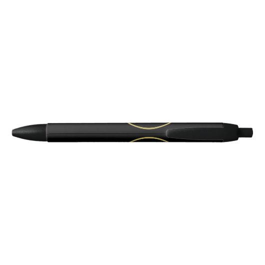 Elegant goud Gepersonaliseerd monogram op zwart Zwarte Inkt Pen (Achterkant)