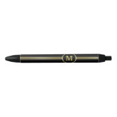 Elegant goud Gepersonaliseerd monogram op zwart Zwarte Inkt Pen (Voorkant)
