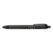 Elegant goud Gepersonaliseerd monogram op zwart Zwarte Inkt Pen (Bovenkant)
