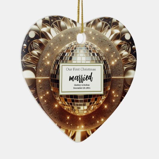 Elegant goud gepersonaliseerde eerste kerst Pas ge Keramisch Ornament (Rechts)