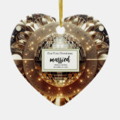 Elegant goud gepersonaliseerde eerste kerst Pas ge Keramisch Ornament (Voorkant)