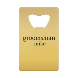 Elegant Goud Gepersonaliseerde Groomsmen Creditkaart Flessenopener