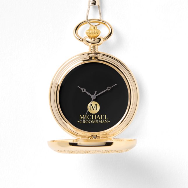 Elegant Goud Gepersonaliseerde Groomsmen Horloge (Voorkant)