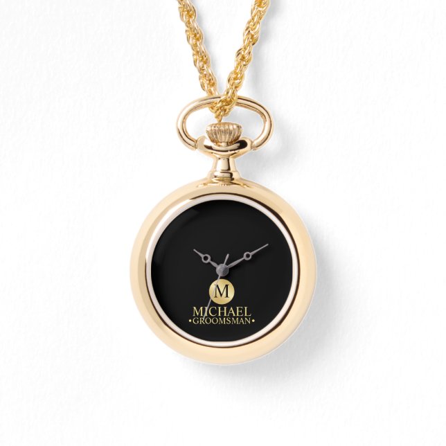 Elegant Goud Gepersonaliseerde Groomsmen Horloge (Voorkant)
