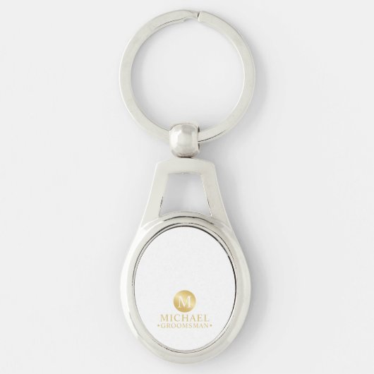 Elegant Goud Gepersonaliseerde Groomsmen Sleutelhanger (Voorkant)