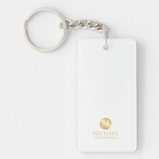 Elegant Goud Gepersonaliseerde Groomsmen Sleutelhanger (Voorkant)