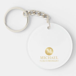 Elegant Goud Gepersonaliseerde Groomsmen Sleutelhanger