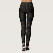 Elegant goud geschetste bloemen zwart patroon leggings (Achterkant)