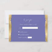 Elegant Goud Gescheurde Rand Periwinkle Bruiloft RSVP Kaartje (Voorkant)