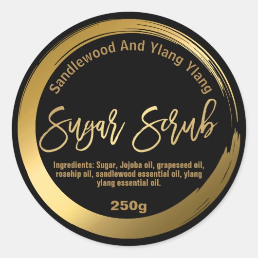 Elegant goud geschilderd zwart suiker scrub labels (Voorkant)