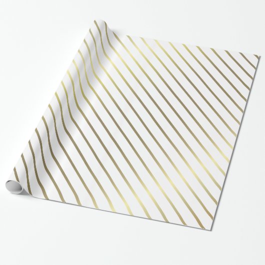 Elegant Goud Gestreept Glamoureus Glanzend Ontwerp Cadeaupapier (Uitgerold)