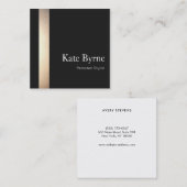 Elegant Goud Gestreept Professioneel Zwart Vierkante Visitekaartje (Voorkant / Achterkant)