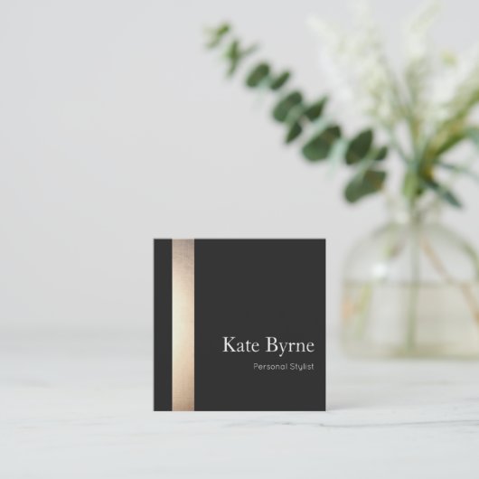 Elegant Goud Gestreept Professioneel Zwart Vierkante Visitekaartje (Staand voorkant)