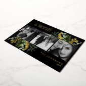 Elegant Goud Getrouwd & Helder Zwart & Wit Foto Folie Feestdagenkaart (Gedraaid)