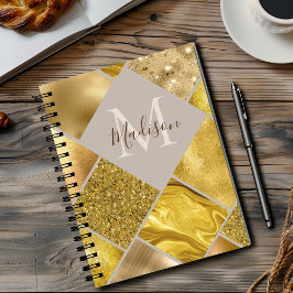 Elegant goud girly geometrische vierkanten schetsb notitieboek