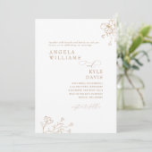 Elegant Goud Glam Bloemen Geen Ouders Bruiloft Kaart (Staand voorkant)