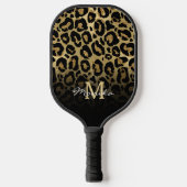 Elegant Goud Glam Luipaard Gepersonaliseerd Pickleball Paddle (Voorkant)