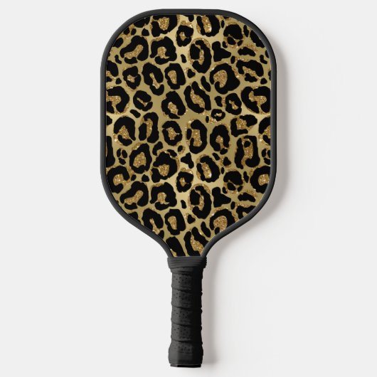 Elegant Goud Glam Luipaard Gepersonaliseerd Pickleball Paddle (Achterkant)