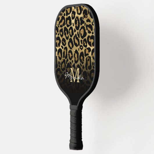 Elegant Goud Glam Luipaard Gepersonaliseerd Pickleball Paddle (Links)