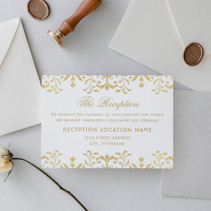 Elegant Goud  Glamour Bruiloft Receptie Informatiekaartje