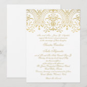 Elegant Goud  Glamour Kalligrafie Bruiloft Kaart (Voorkant / Achterkant)