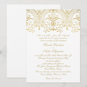 Elegant Goud Glamour Kalligrafie Bruiloft Kaart