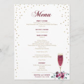 Elegant goud glinsterende bordeauxrode Bloemen  Me Menu (Voorkant)