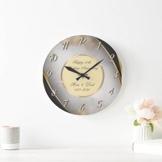 Elegant Goud Glitter 50 Bruiloft Jubileum Grote Klok (Huis)