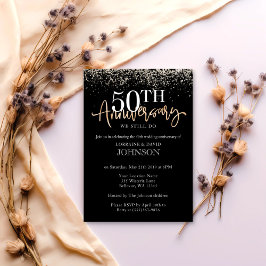 Elegant Goud Glitter 50ste Verjaardagsfeest Kaart