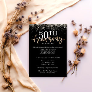 Elegant Goud Glitter 50ste Verjaardagsfeest Kaart